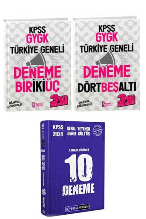 2024 KPSS Genel Yetenek Genel Kültür Tamamı Çözümlü 10 Deneme - Türkiye Geneli Deneme Seti Pegem ve İsem Yayıncılık