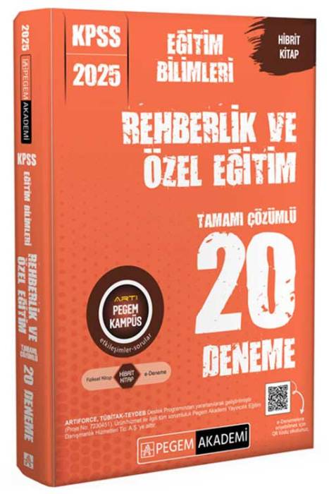 2025 KPSS Eğitim Bilimleri Rehberlik ve Özel Eğitim Tamamı Çözümlü 20 Deneme Pegem Akademi Yayınları