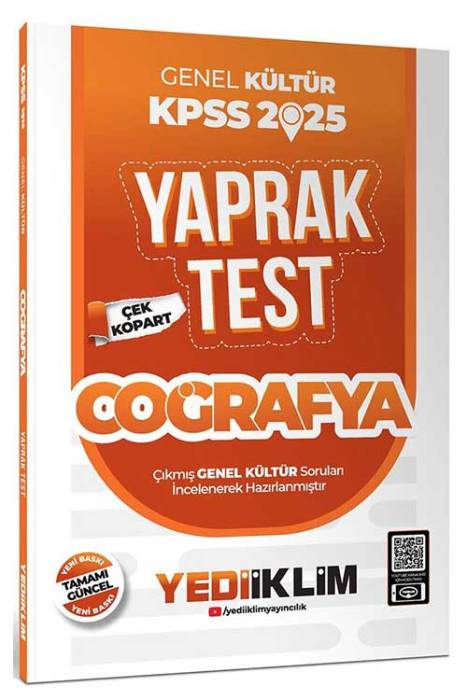 2025 KPSS Genel Kültür Coğrafya Çek Kopart Yaprak Test Yediiklim Yayınları