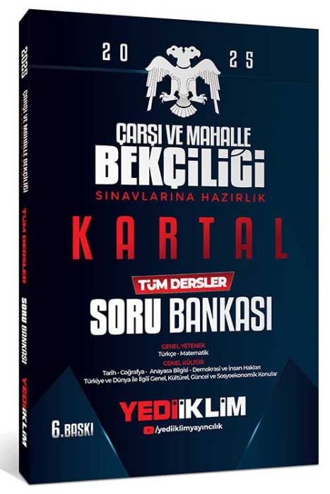 2025 Genel Yetenek Genel Kültür Çarşı ve Mahalle Bekçiliği Sınavlarına Hazırlık Kartal Tüm Dersler Soru Bankası Yediiklim Yayınları