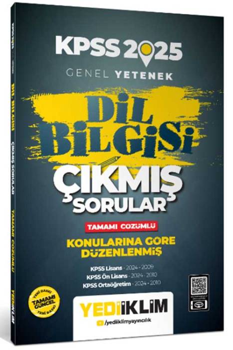 2025 KPSS Dil Bilgisi Konularına Göre Tamamı Çözümlü Çıkmış Sorular Yediiklim Yayınları