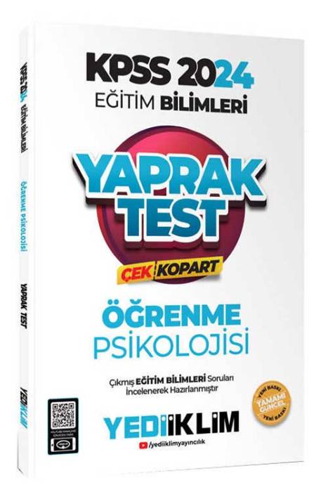 2024 KPSS Eğitim Bilimleri Öğrenme Psikolojisi Çek Kopart Yaprak Test Yediiklim Yayınları