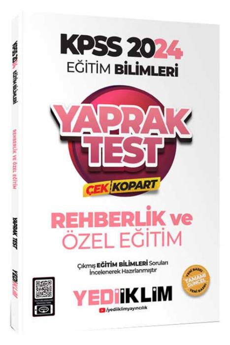 2024 KPSS Eğitim Bilimleri Rehberlik ve Özel Eğitim Çek Kopart Yaprak Test Yediiklim Yayınları