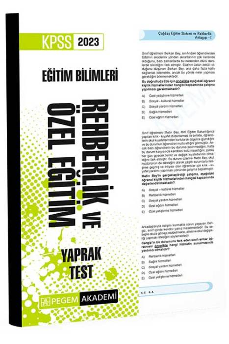 2023 KPSS Eğitim Bilimleri Rehberlik ve Özel Eğitim Yaprak Test Pegem Akademi Yayınları