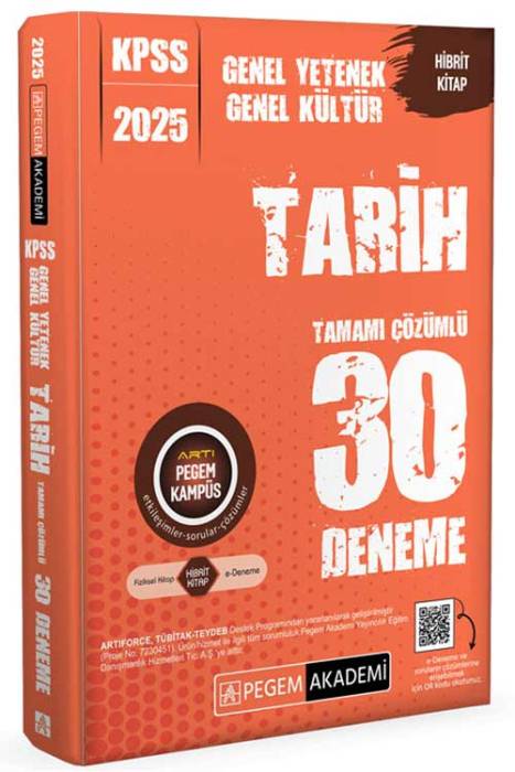 2025 KPSS Genel Yetenek Genel Kültür Tarih Tamamı Çözümlü 30 Deneme Pegem Akademi Yayınları