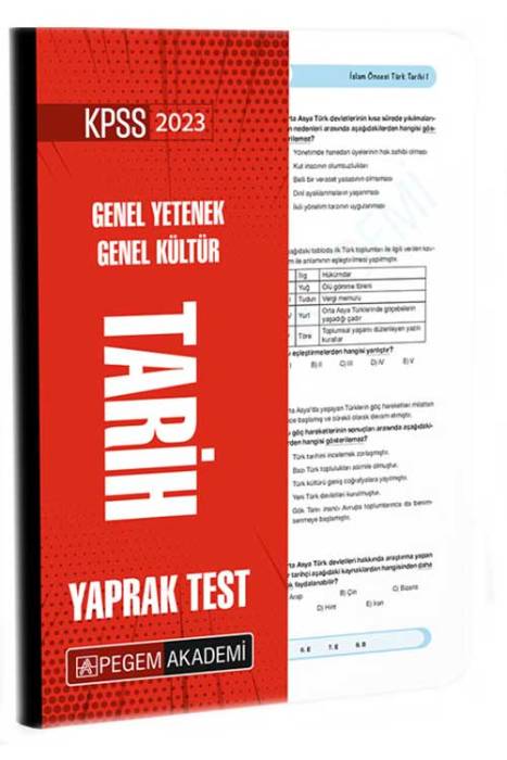 2023 KPSS Genel Yetenek Genel Kültür Tarih Yaprak Test Pegem Akademi Yayınları