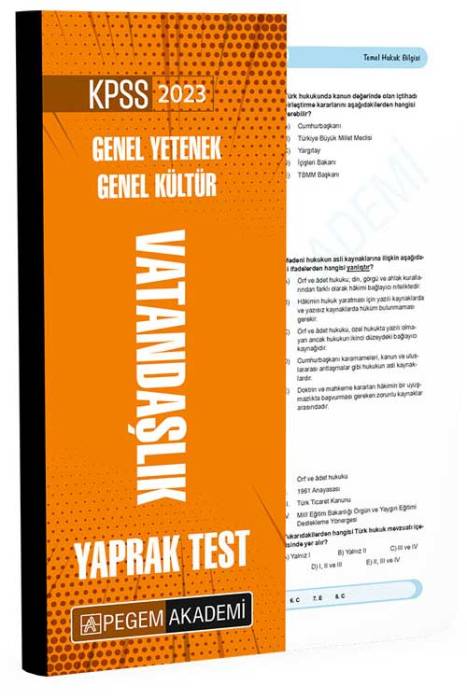 2023 KPSS Vatandaşlık Yaprak Test Pegem Akademi Yayınları