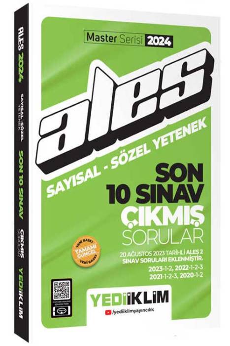 2024 ALES Sayısal - Sözel Yetenek Son 10 Sınav Çıkmış Sorular Yediiklim Yayınları