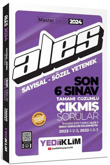 2024 ALES Sayısal Sözel Yetenek Son 6 Sınav Tamamı Çözümlü Çıkmış Sorular Yediiklim Yayınları