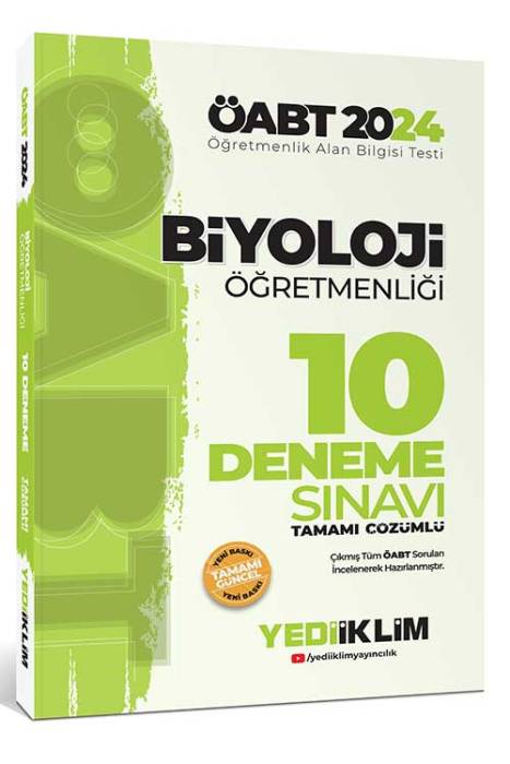 2024 ÖABT Biyoloji Öğretmenliği Tamamı Çözümlü 10 Deneme Sınavı Yediiklim Yayınları