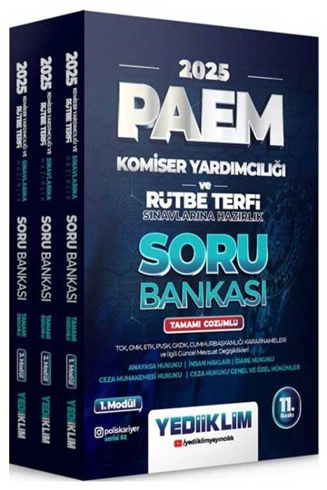 2025 PAEM Komiser Yardımcılığı ve Rütbe Terfi Sınavlarına Hazırlık Modüler Set Tamamı Çözümlü Soru Bankası Yediiklim Yayınları