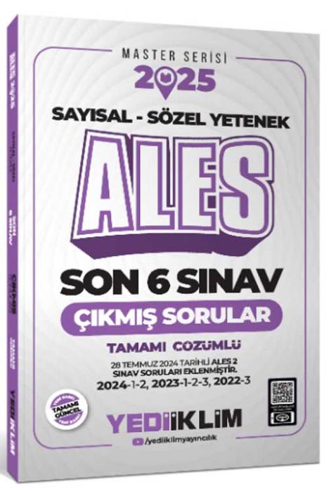 2025 ALES Sayısal Sözel Yetenek Son 6 Sınav Tamamı Çözümlü Çıkmış Sorular Yediiklim Yayınları