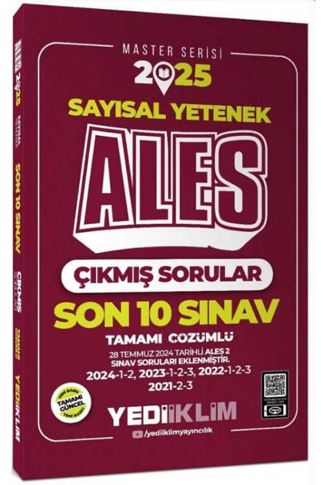 2025 ALES Sayısal Yetenek Son 10 Sınav Tamamı Çözümlü Çıkmış Sorular Yediiklim Yayınları