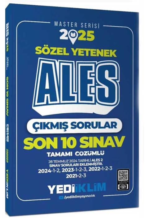 2025 ALES Sözel Yetenek Master Serisi Son 10 Sınav Çıkmış Sorular Yediiklim Yayınları