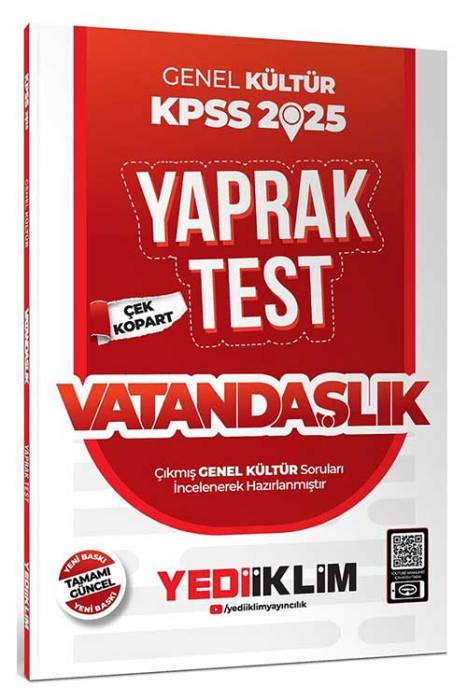 2025 KPSS Genel Kültür Vatandaşlık Çek Kopart Yaprak Test Yediiklim Yayınları