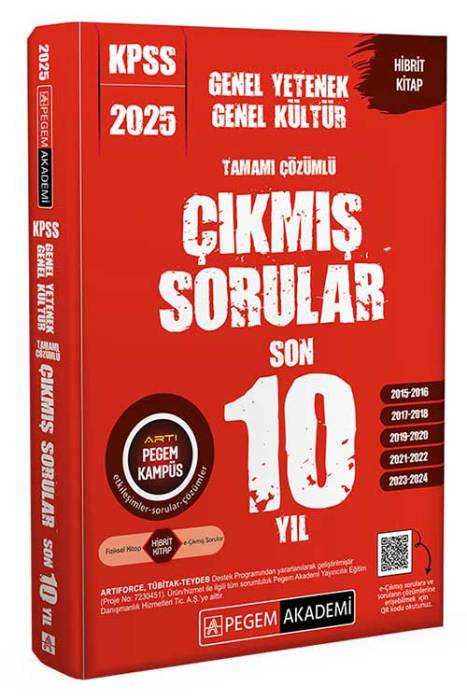 2025 KPSS Genel Yetenek Genel Kültür Tamamı Çözümlü Çıkmış Sorular Son 10 Yıl Pegem Akademi Yayınları