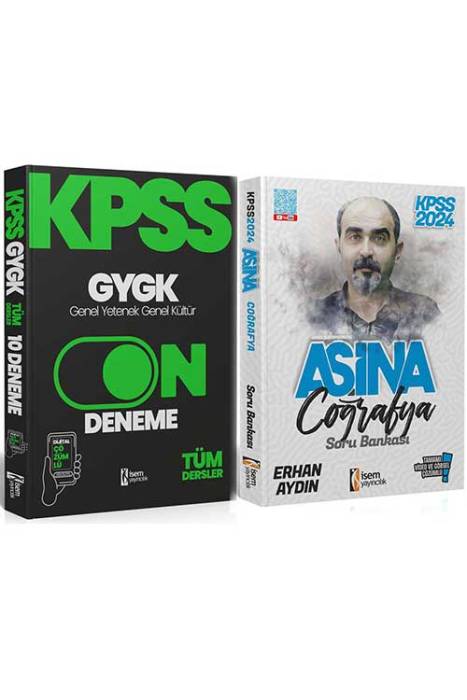 2024 KPSS GYGK ON Deneme ve Aşina Coğrafya Soru Bankası Seti İsem Yayıncılık