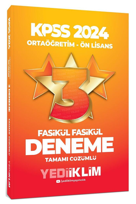 2024 KPSS Ortaöğretim Önlisans Fasikül Fasikül Tamamı Çözümlü 3 Deneme Yediiklim Yayınları