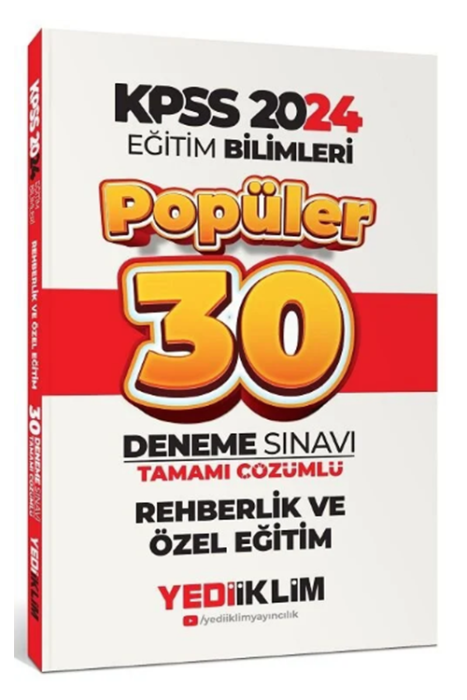 2024 KPSS Rehberlik ve Özel Eğitim Popüler 30 Deneme Çözümlü Yediiklim Yayınları