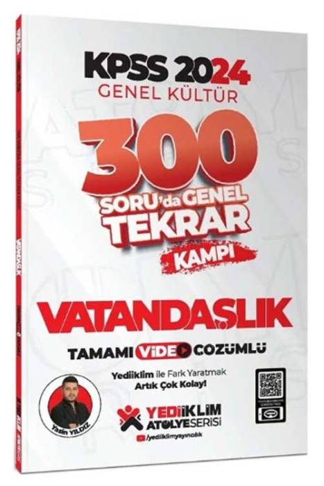 2024 KPSS Vatandaşlık 300 Soruda Genel Tekrar Kampı Video Çözümlü Yediiklim Yayınları