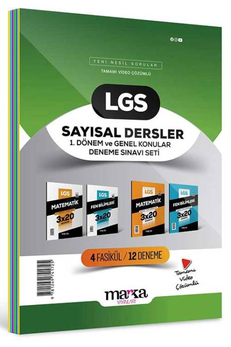 2024 LGS Sayısal Dersler 1. Dönem ve Genel Konular Deneme Sınavı Seti 4 Fasikül 12 Deneme Marka Yayınları