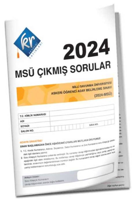 2024 MSÜ Çıkmış Sorular Tıpkı Basım Kitapçığı KR Akademi