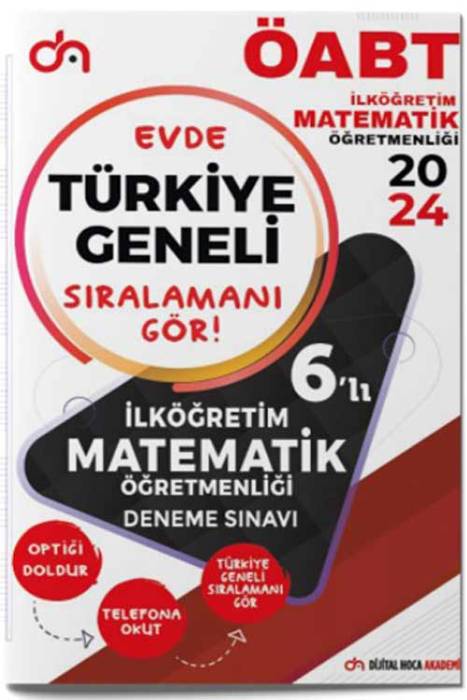 2024 ÖABT İlköğretim Matematik Öğretmenliği Türkiye Geneli Kurumsal 6 Deneme PDF Çözümlü Dijital Hoca Akademi