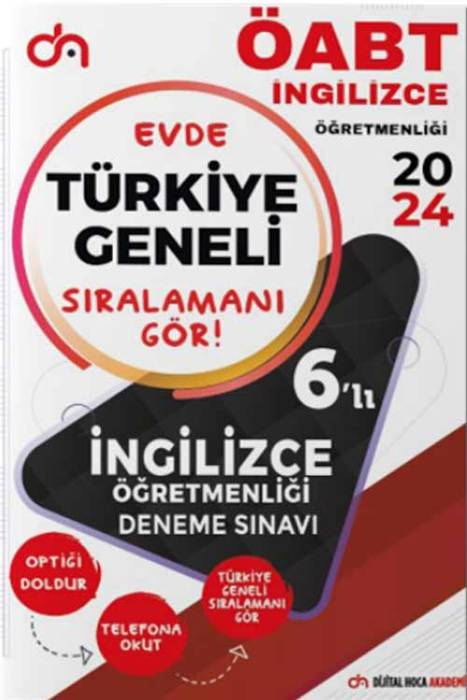 2024 ÖABT İngilizce Öğretmenliği Türkiye Geneli Kurumsal 6 Deneme PDF Çözümlü Dijital Hoca Akademi