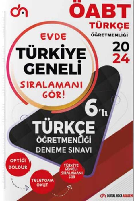 2024 ÖABT Türkçe Öğretmenliği Türkiye Geneli Kurumsal 6 Deneme PDF Çözümlü Dijital Hoca Akademi Yayınları