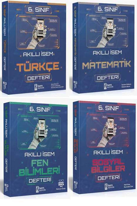 2025 Akıllı İsem 6. Sınıf Türkçe-Matematik-Fen Bilimleri-Sosyal Bilgiler Defteri İsem Yayıncılık