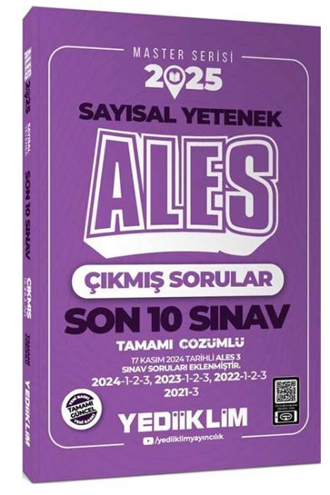 2025 ALES Master Serisi Sayısal Yetenek Tamamı Çözümlü Son 10 Sınav Çıkmış Sorular Yediiklim Yayınları