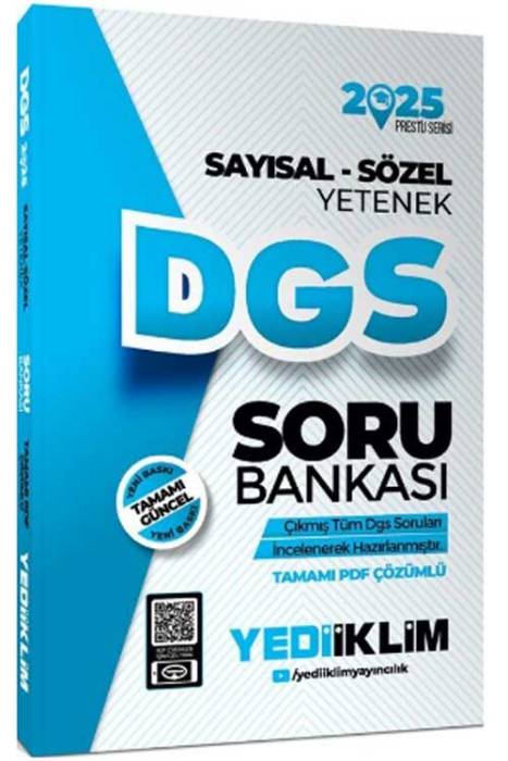 2025 DGS Sayısal Sözel Yetenek Tamamı PDF Çözümlü Soru Bankası Yediiklim Yayınları