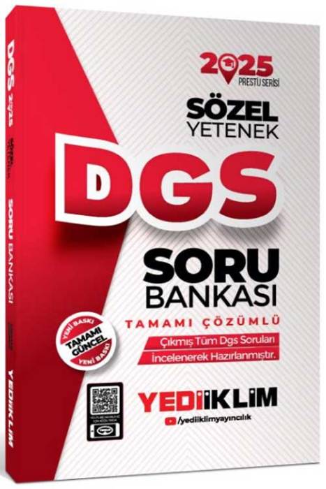 2025 DGS Sözel Yetenek Tamamı Çözümlü Soru Bankası Yediiklim Yayınları