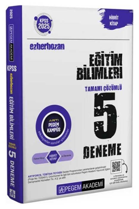 2025 KPSS Eğitim Bilimleri Ezberbozan Tamamı Çözümlü 5 Deneme Pegem Akademi Yayınları