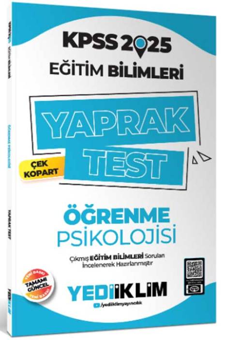 2025 KPSS Eğitim Bilimleri Öğrenme Psikolojisi Çek Kopart Yaprak Test Yediiklim Yayınları