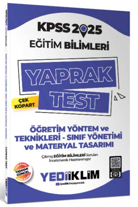 2025 KPSS Eğitim Bilimleri Öğretim Yöntem ve Teknikleri Çek Kopart Yaprak Test Yediiklim Yayınları