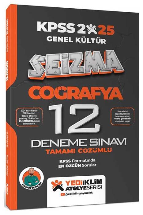 2025 KPSS Genel Kültür Atölye Serisi Coğrafya Seizma Tamamı Çözümlü 12 Deneme Sınavı Yediiklim Yayınları