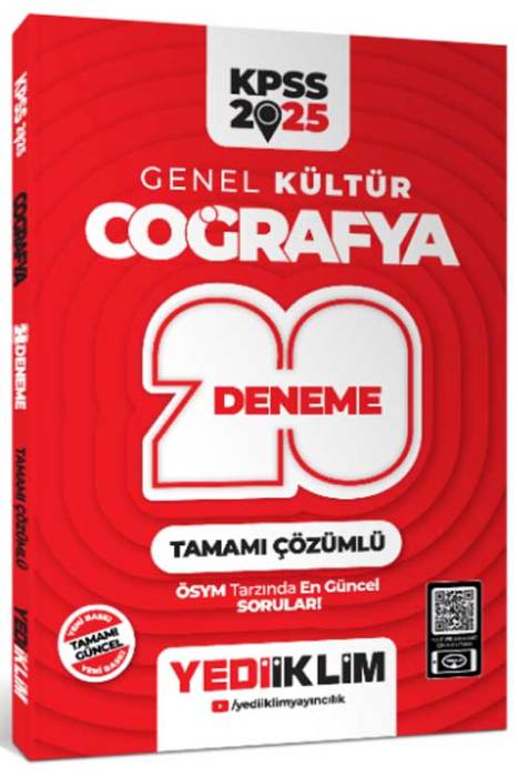 2025 KPSS Genel Kültür Coğrafya Tamamı Çözümlü 20 Deneme Yediiklim Yayınları