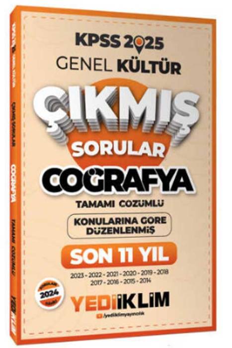 2025 KPSS Genel Kültür Lisans Coğrafya Konularına Göre Tamamı Çözümlü Son 11 Yıl Çıkmış Sorular Yediiklim Yayınları