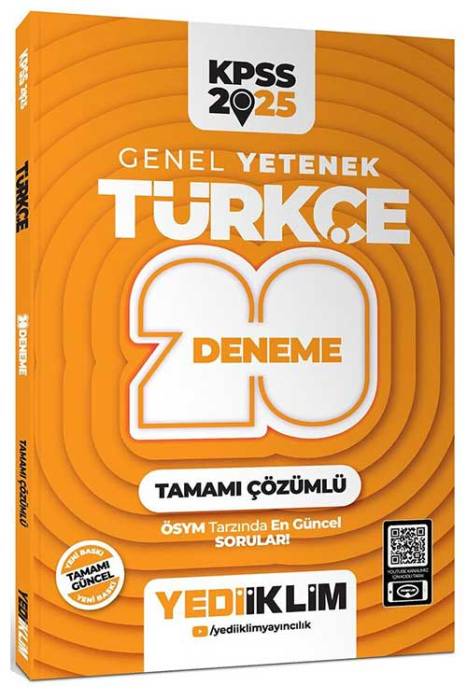 2025 KPSS Genel Yetenek Türkçe Tamamı Çözümlü 20 Deneme Yediiklim Yayınları