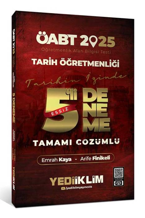 2025 ÖABT Tarih Öğretmenliği Tamamı Çözümlü Eşsiz 5 Deneme Yediiklim Yayınları