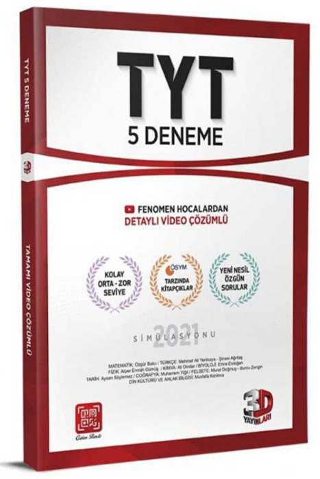 3D TYT 5 Deneme Tamamı Video Çözümlü 3D Yayınları