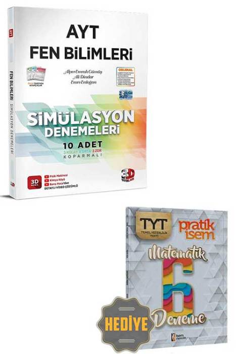 AYT Fen Bilimleri Simülasyon Denemeleri Detaylı Video Çözümlü 3D Yayınları Hediyeli