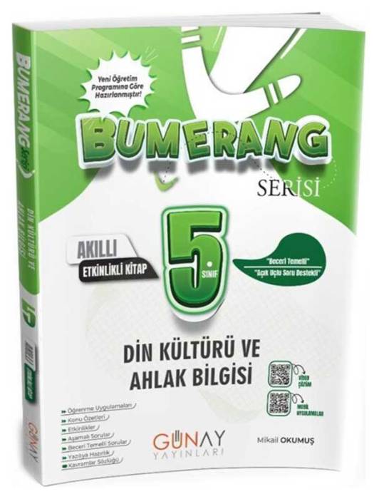 5. Sınıf Din Kültürü ve Ahlak Bilgisi Bumerang Etkinlikli Akıllı Defter Kitap Günay Yayınları