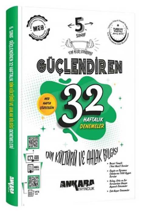 5. Sınıf Din Kültürü ve Ahlak Bilgisi Güçlendiren 32 Haftalık Denemeleri Ankara Yayıncılık