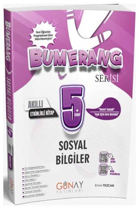 5. Sınıf Sosyal Bilgiler Bumerang Etkinlikli Akıllı Defter Kitap GünayYayınları