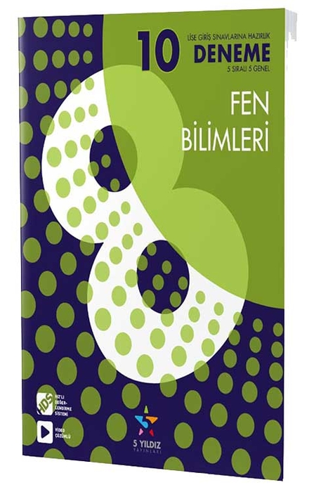 5 Yıldız 8. Sınıf Fen Bilimleri 10 Deneme 5 Yıldız Yayınları