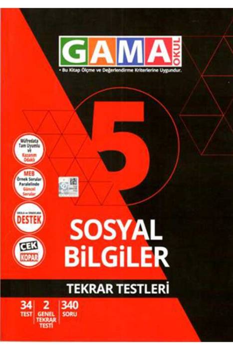 5.Sınıf Sosyal Bilgiler Tekrar Testleri Gama Yayınları