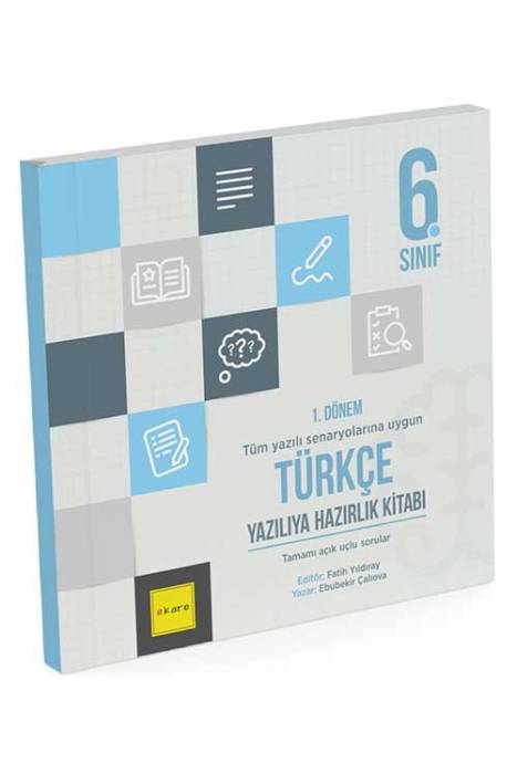 6. Sınıf 1. Dönem Türkçe Yazılıya Hazırlık Kitabı Kare Yayınları