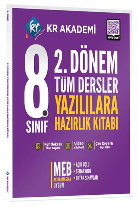 8. Sınıf 2. Dönem Tüm Dersler Yazılılara Hazırlık Kitabı KR Akademi Yayınları